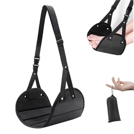 Foot Hammock for Plane Travel, Airplane Foot Hammock, Adjustable Foot Rest Sling, Airplane Gadgets Travel Essentials for Long Time Flight (Black)