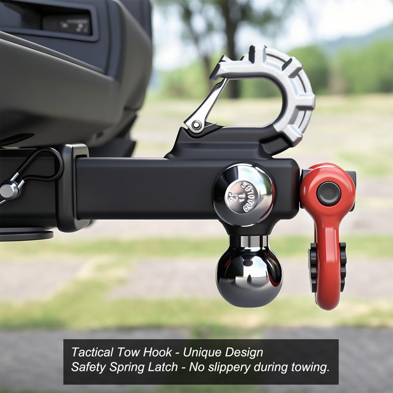 REYSUN Trailer Hitch Tri-Ball Mount: with Swivel Tow Shackle and