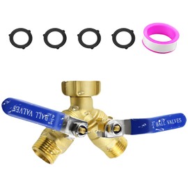 Hose Splitter 2 Way Heavy Duty Garden Hose Splitter with 304 Stainless Steel Long Handle Outdoor Full Flow Hose Splitter Connector,Y Valve 3/4 Inch GHT Thread