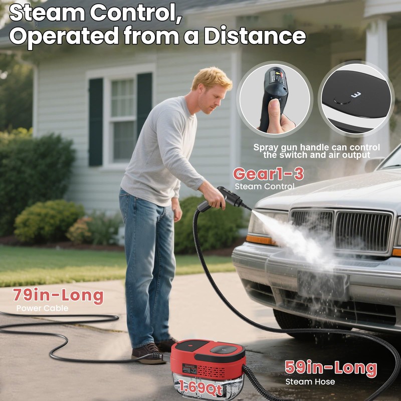Goyappin Handheld Steam Cleaner for Home, 2500W High Pressure Steam