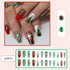 Christmas Press On Nails Medium Coffin Fake Nails With Glue,