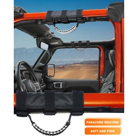 Savadicar 4 Pack Grab Handles Roll Bar Grip Handle Compatible with 1955-2023 Jeep Wrangler CJ YJ TJ JK JKU JL JLU 4XE & Gladiator JT, Top Handle Assist Support, Interior Accessories, White