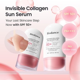 Biodance Invisible Collagen Peptide Sun Serum SPF 50+ PA++++ | Korean Sunscreen SPF 50+ | Skin Caring Collagen Sun Serum | 243Da Collagen & 10 Peptides | Improving Makeup Adhesion | Korean Skincare