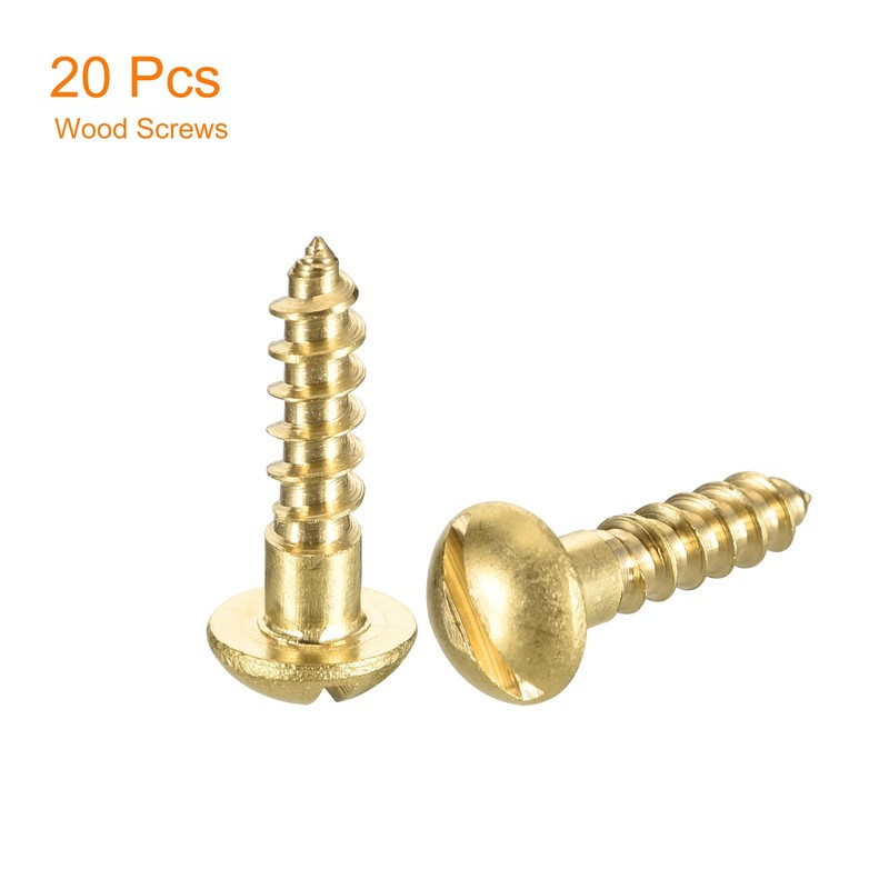 sourcing map Wood Screws M4 x 16mm Slotted Round Head