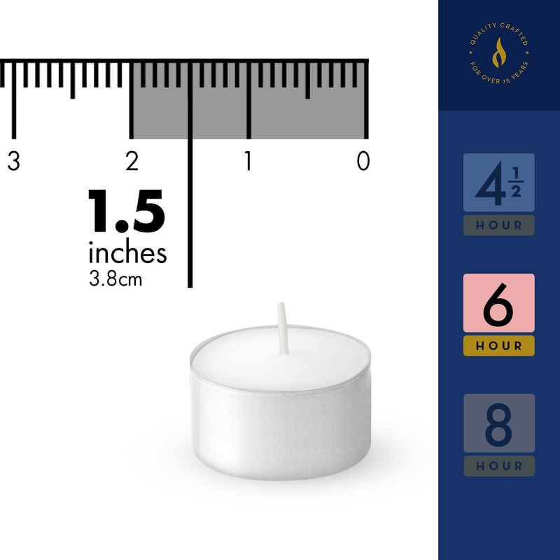 Lerner Tealight Candles, 50 Count | 6 Hour Long-Burning White