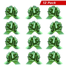 CarBowz Instant Bow Value Pack Large Car Bow with Suction Cup Big Gift Bow Pack of 12 Christmas and Birthday Present Holiday Decor Bows Green