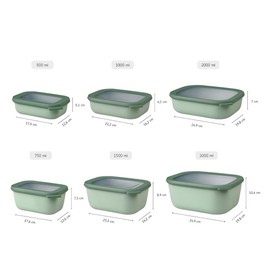 Mepal Cirqula 34oz/1,000ml Circular Rectangular Multi Food Storage & Serving Container with Transparent Lids | Perfect for Food Prep | Microwave & Dishwasher Safe | Vivid Mauve | Made in Holland