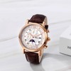 Men's Leather Wristwatch, Trinocular, Rainproof, Waterproof, Luminous, Quartz, Large Dial,