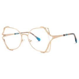 Zeelool Metal Butterfly Glasses Classic Eyewear for Women Blue Light Blocking Glasses Anti Eyestrain Glasses ZJGM610701-02 Gold