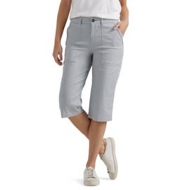 Lee Women's Ultra Lux Comfort with Flex-to-Go Utility Skimmer Capri Pant, Material Gray, 14
