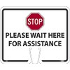 Stop Please Wait Here Cone Sign, 10.375 X 12.625