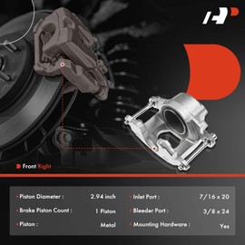A-Premium Disc Brake Caliper Assembly Without Bracket Compatible with Select Chevy, Buick, Pontiac and Oldsmobile Models - Camaro, Nova, Apollo, Omega, Firebird, Ventura, 1969-1974 - Front Passenger