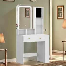 YITAHOME Vanity Desk with Adjustable LED Mirror