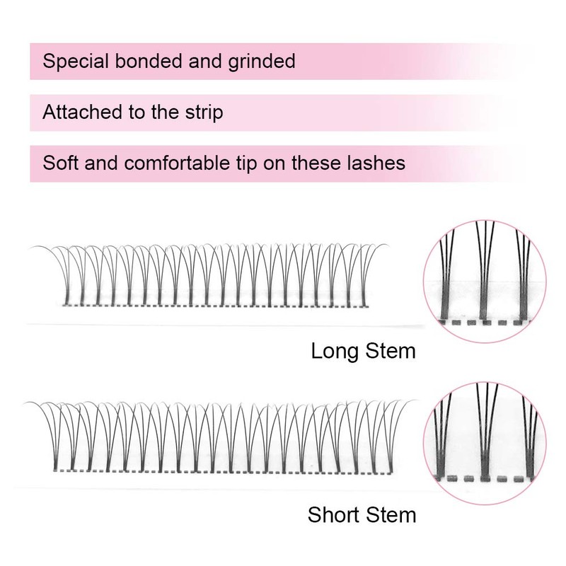 Fan Eyelash Extensions, 3D-D-0.10-13, Short, Ready-Made Volume Eyelashes, 0.10 D