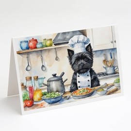 Caroline's Treasures Cairn Terrier The Chef Greeting Cards Pack of 8 Blank Cards with Envelopes Whimsical A7 Size 5x7 Blank Note Cards