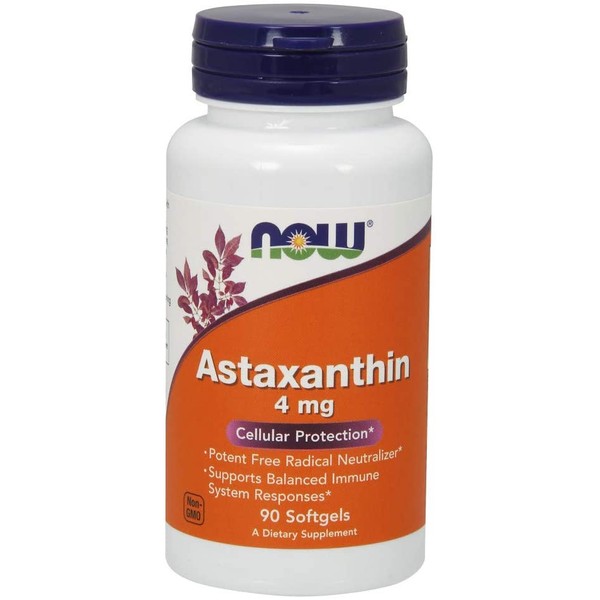 NOW Supplements, Astaxanthin 4 mg derived from Non-GMO Haematococcus Pluvialis Microalgae and has naturally occurring Lutein, Canthaxanthin and Beta-Carotene, 90 Softgels