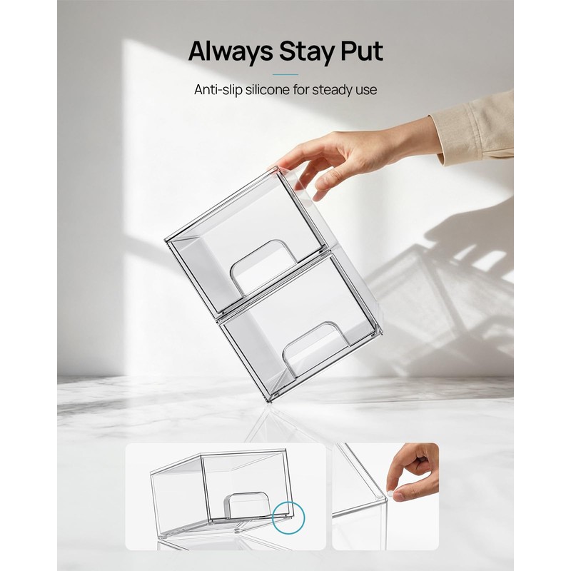 Vtopmart 12 Pack Small Clear Stackable Storage Drawers