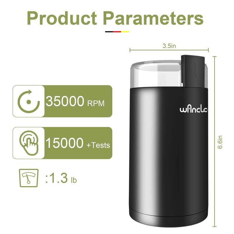 Wancle Electric Coffee Grinder, Spice Grinder, One Touch Coffee Mill
