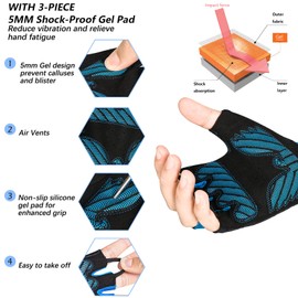 MOREOK Cycling Gloves Bike Gloves for Men/Women-[5MM Gel Pad] Biking Gloves Half Finger Road Bike MTB Bicycle Gloves-blue-128-L