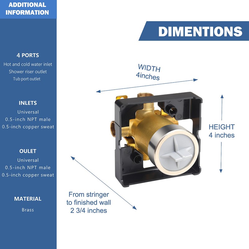 R10000-UNBX Shower Valve Compatible with D Faucet Shower Trim Kits