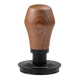 Normcore 58mm Espresso Tamper, Spring Loaded Coffee Tamper 58mm With Titanium PVD Coating Ripple Base, Genuine American Walnut Handle