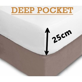 Dazzle Collection® 100% Egyptian Cotton Sheet 200 Thread Count Bed Fitted Sheet Hotel Quality Bedding Set Cotton for Caravan Campervan (Single Fitted Sheet, Cream)