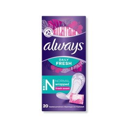 Stay Fresh All Day: Daily Fresh Singles - Normal - Wrapped Pantyliners Bundle - Scented, Comfort & Protection - 80 Wrapped Panty Liners Total (4 Packs x 20) - Alway
