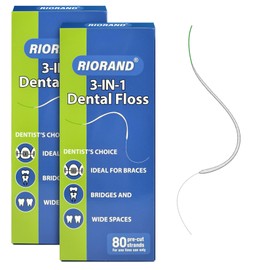 RioRand Dental Floss for Braces, Bridges, and Implants, PTFE & PFAS Free Floss, 80 Pre-Cut Strands(Pack of 2)
