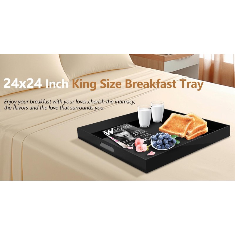 KEVJES King Size Acrylic Tray with Embedded Handle,No Need to
