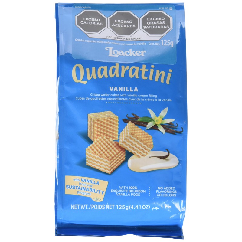Loacker Galletas Quadratini Wafer Sabor Vainilla, 125 g