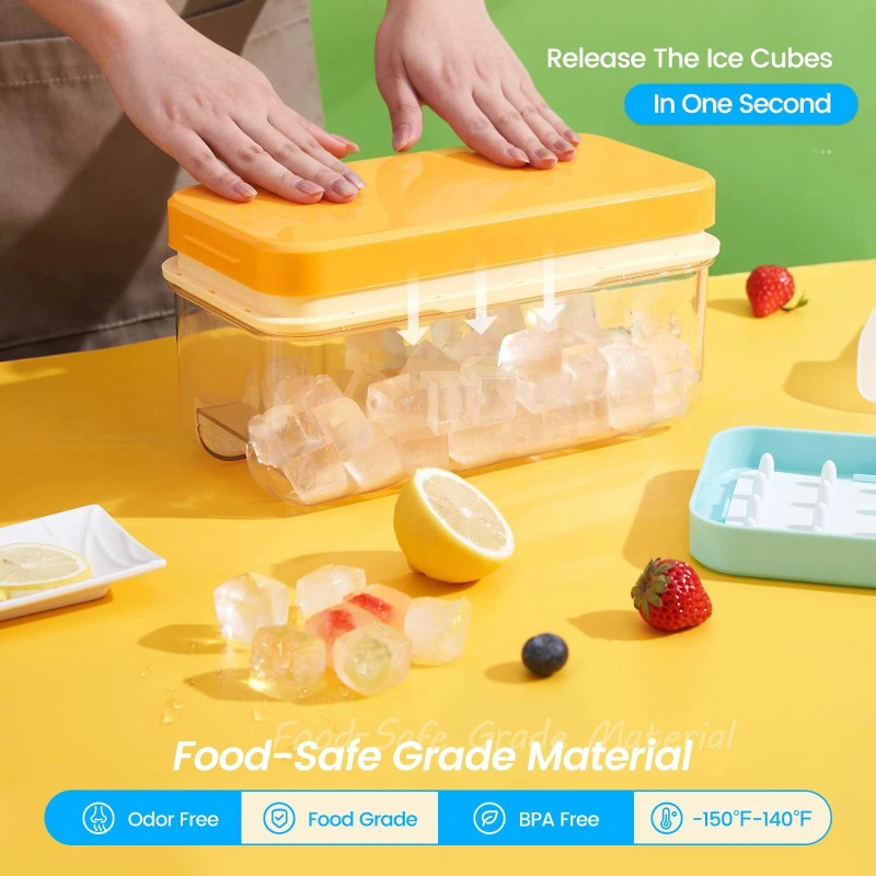 PHINOX Yellow 2 Tier Ice Cube Tray Easy Release Bpa