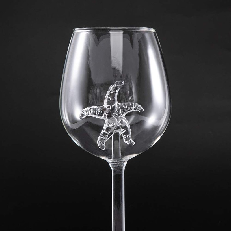 evomosa Starfish Wine Glasses Red Wine Glass with Starfish Inside