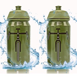 powermenschofficial GRAVEL Drinking Bottle Set of 2 500 ml 100% Biodegradable BPA Free Olive Black Cycling Bottle for Bike Packing Ultracycling
