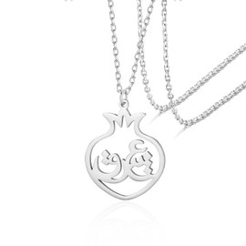VASSAGO Persian Eshgh Arabic Love Necklace Stainless Steel Pomegranate Pendant Yalda Night Jewelry Gifts for Women Teens (silver)