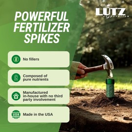 Lutz Corporation Maintenance Palm Tree Fertilizer Spikes, Plant Food Spikes - Easy Application, Treats Common Palm Deficiencies - Manganese, Magnesium, Potassium, Sulfur, Iron, & Copper- Pack of 40