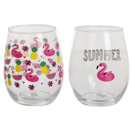 Home Essentials Flamingo Wine Glasses - Set of 2 Pink