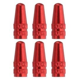 sourcing map 6pcs Bike Valve Caps Anodized Aluminum Road Bicycle Air Tire Valve Caps Dust Caps for MTB Road Racing Bicycle, Red