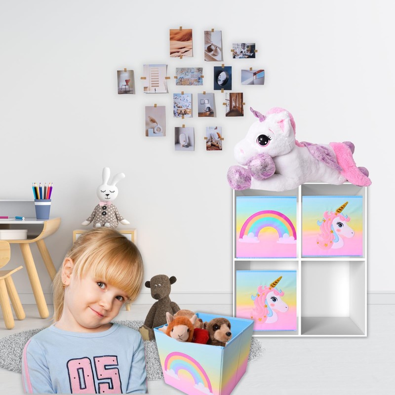 TE-Trend Rainbow Motif Shelf Storage Box Children's Room Folding Box