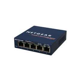 Netgear GS105GE 5-Port Unmanaged Gigabit Copper Switch (Plug and Play, up to 1000 Mbps Data Transfer, Fanless, Metal Enclosure)