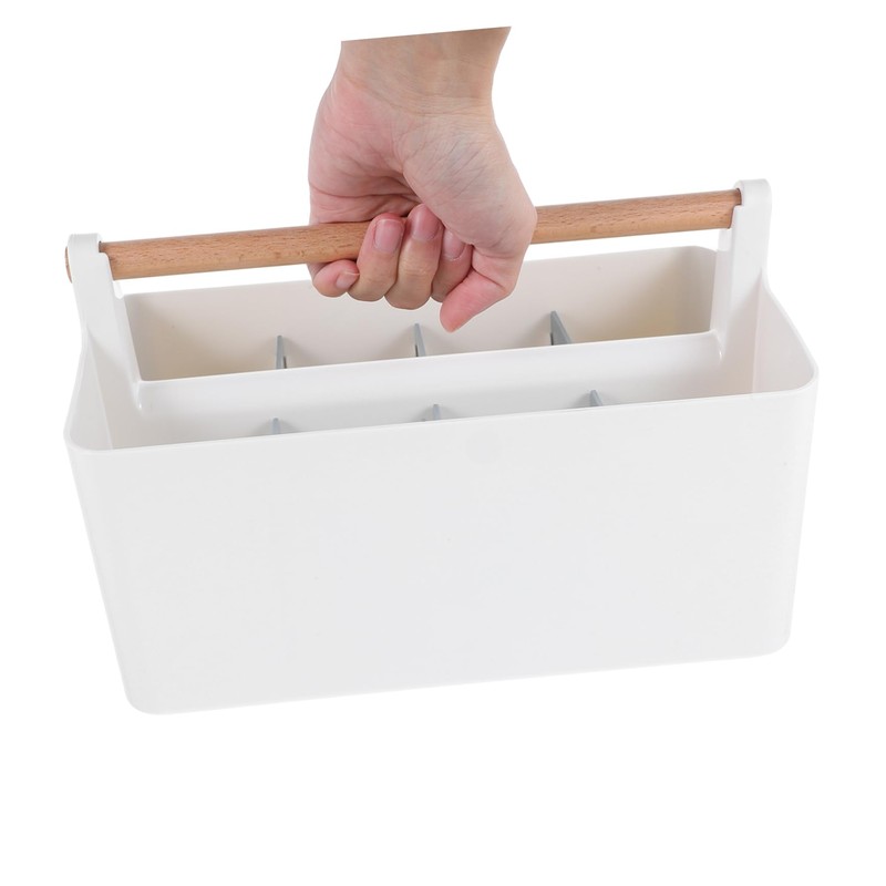 Operitacx Adjustable Divided Storage Basket with Handle Portable Caddy Organizer