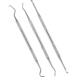 MedTool 3 Pieces Dog Dental Tooth Scaler and Scraper Stainless Double Headed Tarter Removing Tool Scraper Pet Teeth Cleaning Tools for Dog and Cat, Silver