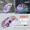 FMOUSE Transparent Wireless Mouse, 2 Cute 2026 Figurines, Tri-Mode, Purple