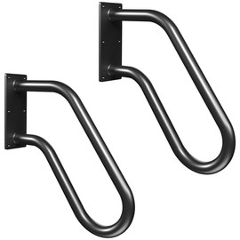 Handrails Wall Mount Stair Safety Handle Non-Slip Step Metal U-Shape Grab Yard Mounted Garage Porch Garden Hand Railings Powder Coated Heavy Duty Indoor or Outdoor Safe Bars (2 Pack)