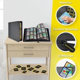 Questmate TCG Verzamelmap Dex - Opbergmap voor 360 Kaarten - 3x Card Sleeves - 9 Pocket Verification Album Map - Binder Bewaarmap for Speelkaarten - Pro Kaartspel Insteekalbum Houder (Grijs)