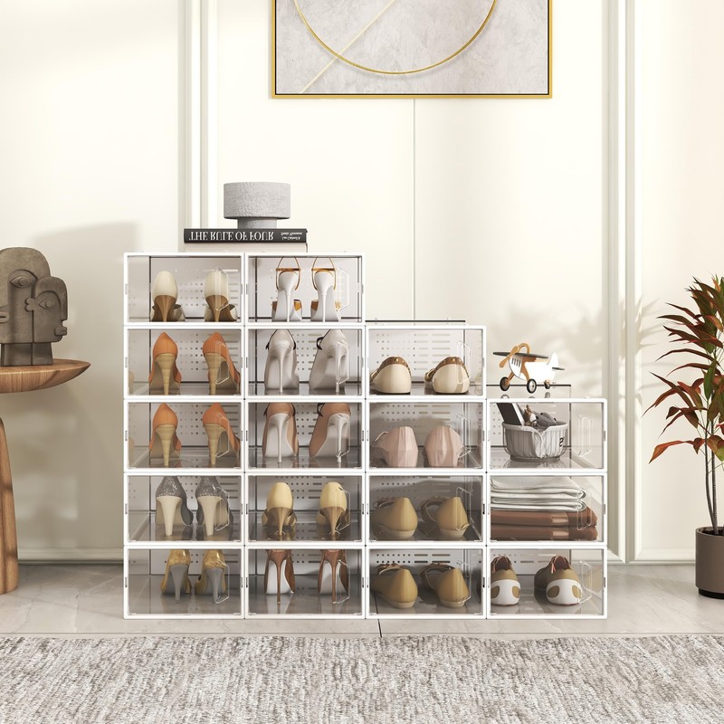 SEE SPRING Large 12 Pack New Stackable Shoe Storage Box,