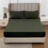 Soifox Double Fitted Sheets 40 cm Extra Deep Pocket Olive