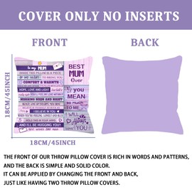 Bommex Gift for Mum Ideas Mum Cushion Cover Throw Pillow Cover from Daughter Son Mum Gift Double-sided Cushion Cover for Mother Birthday Gift Thanksgiving Gift (MUM), (HE523-544)