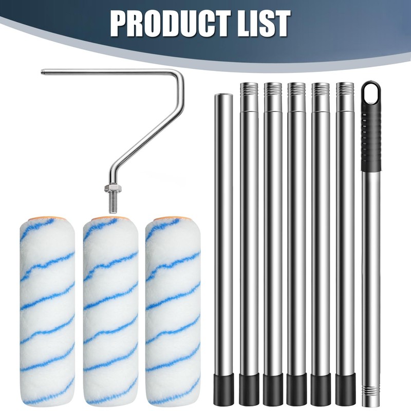 Paint Roller with Extended Detachable Pole Handle, Household Wall Painting