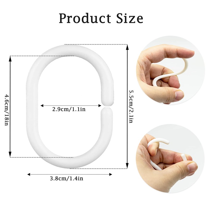 Luoqun88 Plastic Shower Curtain Rings 24 Pack - No Rust