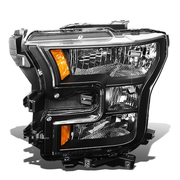DNA Motoring OEM-HL-0042-L Black Amber Factory Style Driver Side Headlight